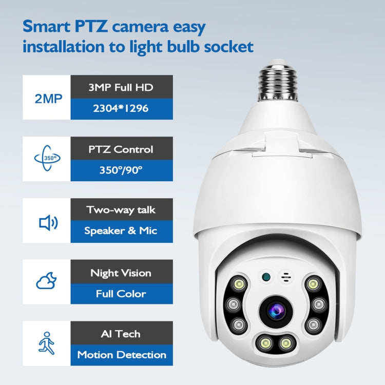 DP18 3.0MP Smart WiFi 1080P HD Outdoor Network Light Bulb Camera, Support Infrared Night Vision & Motion Detection & TF Card, DP18 DP18 3.0MP Smart WiFi 1080P HD Outdoor Network Light Bulb Camera, Support Infrared Night Vision & Motion Detection & TF Card, DP18